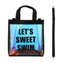 [스윗스윔] 홀로그램 메쉬가방 수영가방 손가방 숄더백 사각 / 블랙