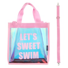 [스윗스윔] 홀로그램 메쉬가방 수영가방 손가방 숄더백 사각 / 핑크
